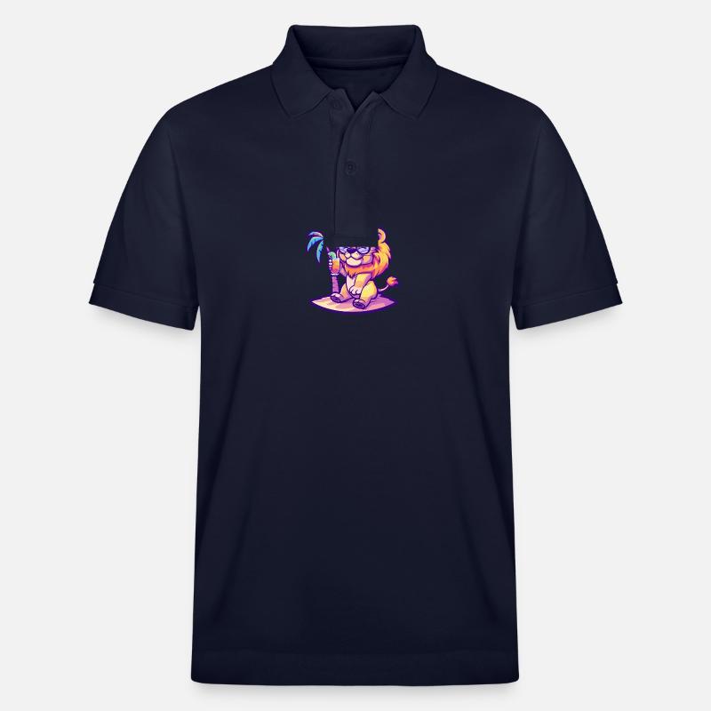 Bande dessinée Lion Summer Beach - Polo PREPSTER bio Stanley/Stella Unisexe - bleu marine