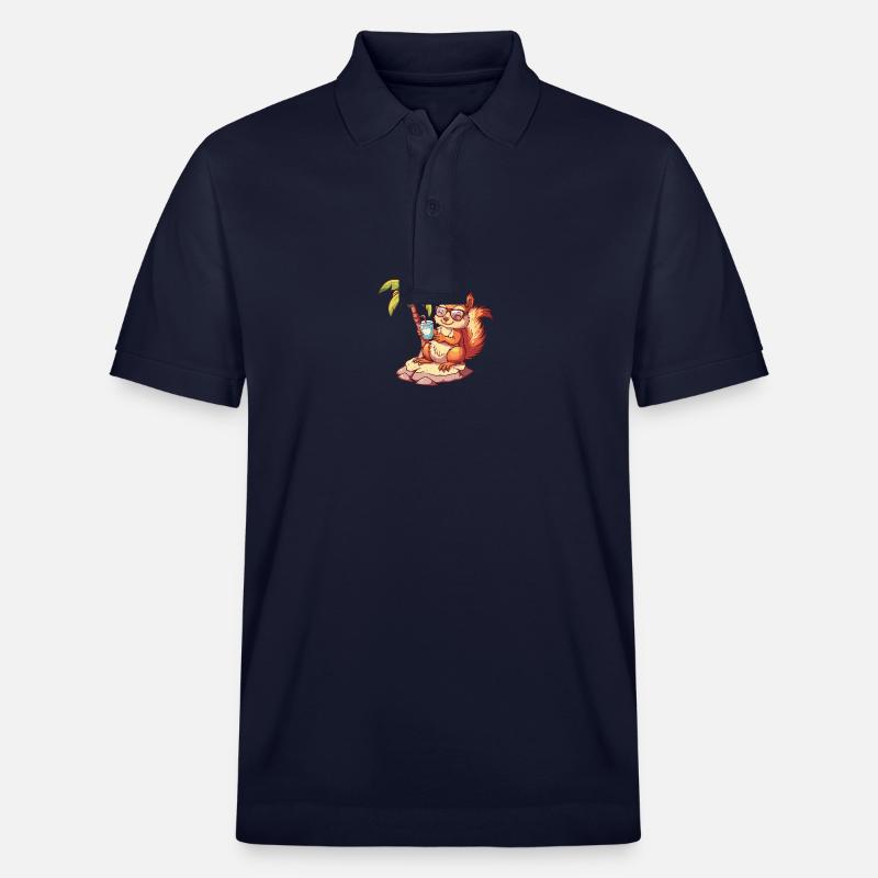 Eichhörnchen Sommer Strand Comic - Stanley/Stella Unisex Bio-Poloshirt PREPSTER - Navy
