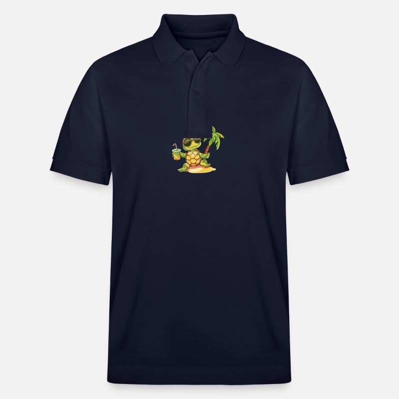 Turtle Summer Beach Comic - Stanley/Stella Unisex Organic Polo Shirt PREPSTER - navy