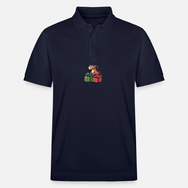 Pferd Weihnachten Comic Geschenke - Stanley/Stella Unisex Bio-Poloshirt PREPSTER - Navy
