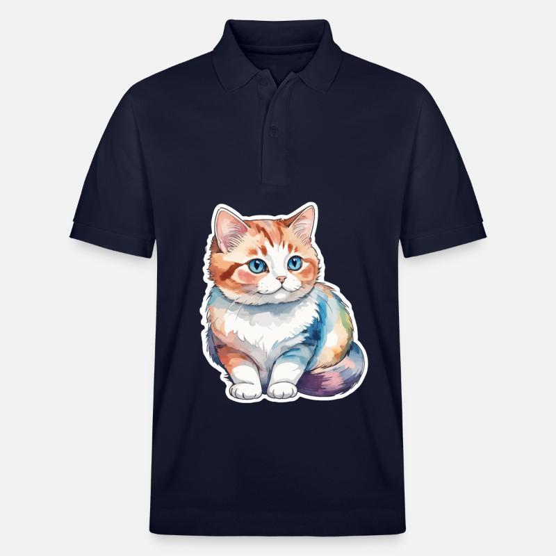 Munchkin Teckel Chat Aquarelle - Polo PREPSTER bio Stanley/Stella Unisexe - bleu marine