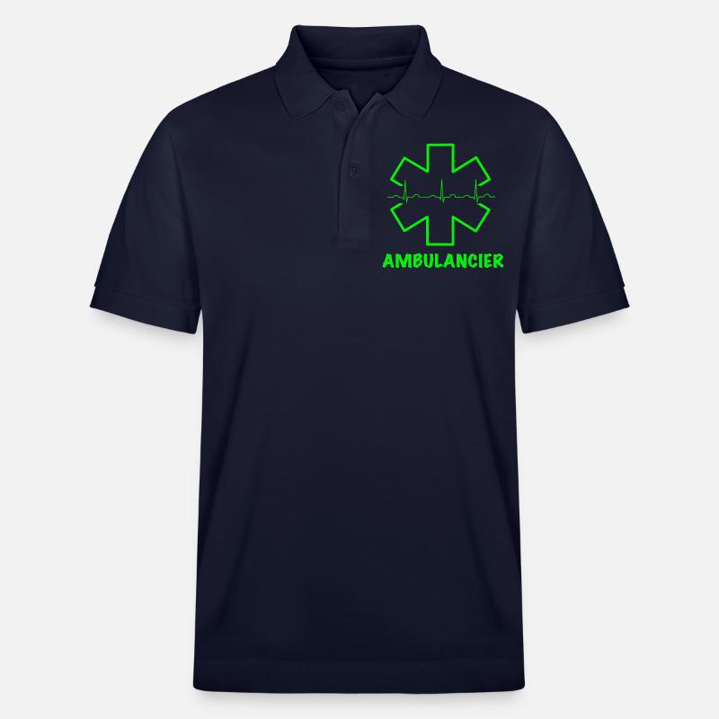 Ambulancier vert fluo - Polo PREPSTER bio Stanley/Stella Unisexe - bleu marine