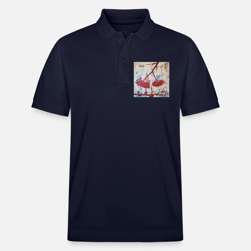 Abstrakte Vogelbeere in Rot - Stanley/Stella Unisex Bio-Poloshirt PREPSTER - Navy