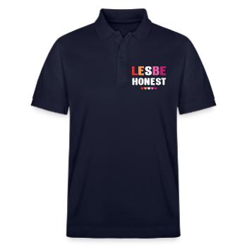 LGBTQ Pride Month - Lesbe Honest - Stanley/Stella Unisex Organic Polo Shirt PREPSTER - navy - Front - Roxy (174cm) & Andy (188cm)