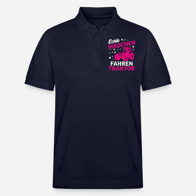Echte Mädchen Fahren Traktor - Stanley/Stella Unisex Bio-Poloshirt PREPSTER - Navy