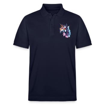 Party Einhorn mit Sonnenbrille - Stanley/Stella Unisex Bio-Poloshirt PREPSTER - Navy - Vorne - Roxy (174cm) & Andy (188cm)