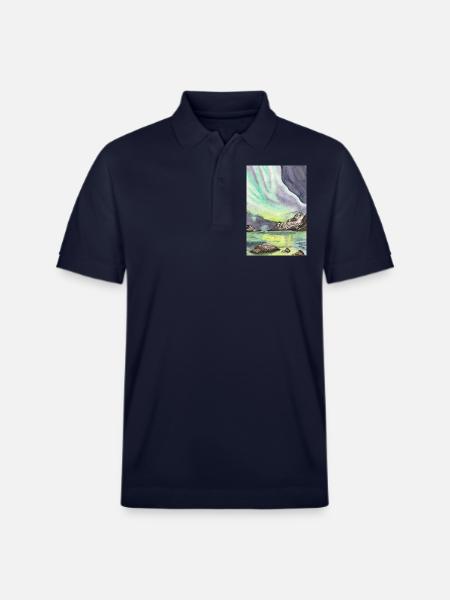 Norge Nordlys Night Skandinavien Lofoten - Stanley/Stella PREPSTER økologisk unisex poloshirt - marineblå