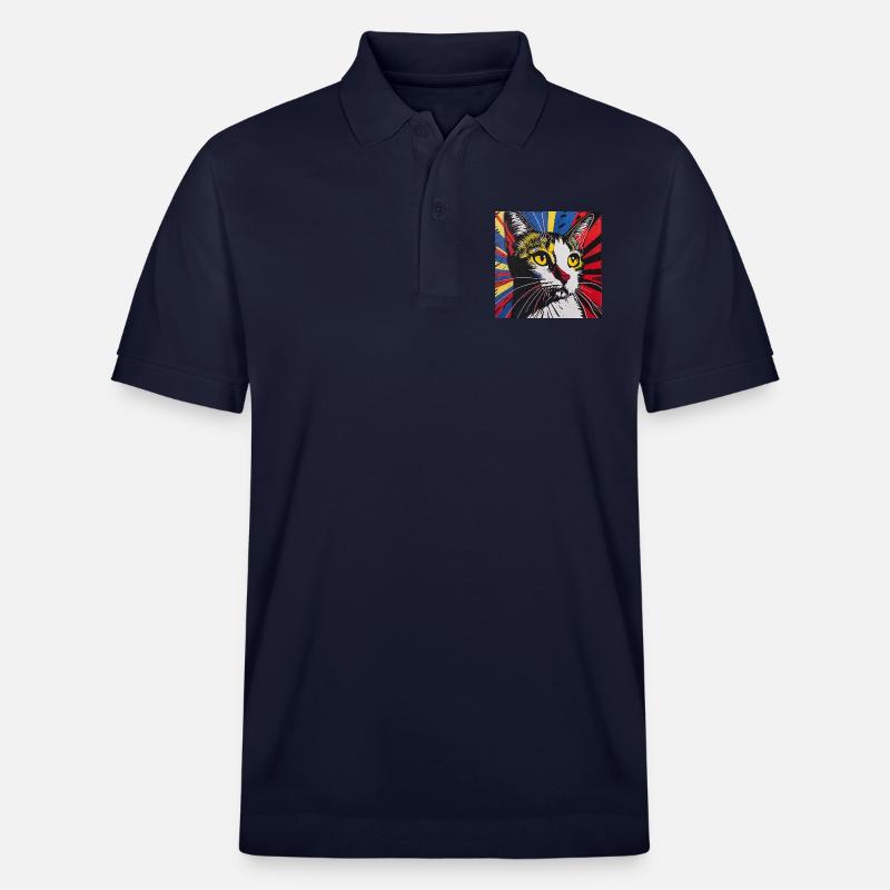 Chat, Motif De Chat - Polo PREPSTER bio Stanley/Stella Unisexe - bleu marine