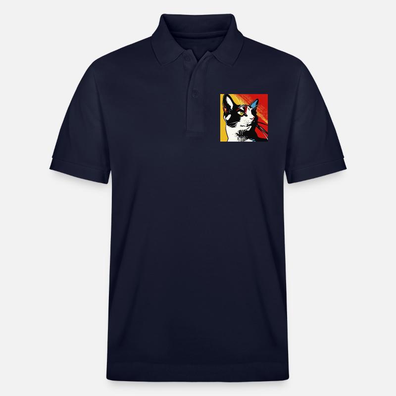Chat, Motif De Chat - Polo PREPSTER bio Stanley/Stella Unisexe - bleu marine