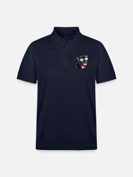 Staffordshire Bullterrier, Hund, Solglasögon - Ekologisk pikétröja PREPSTER unisex från Stanley/Stella - marinblå