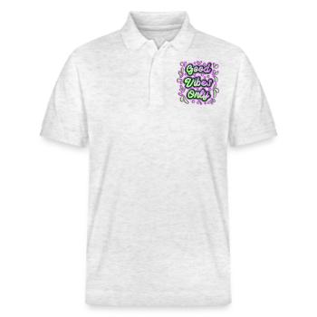 Good Vibes Only 2 - Stanley/Stella Unisex Bio-Poloshirt PREPSTER - Weiß meliert - Vorne - Roxy (174cm) & Andy (188cm)