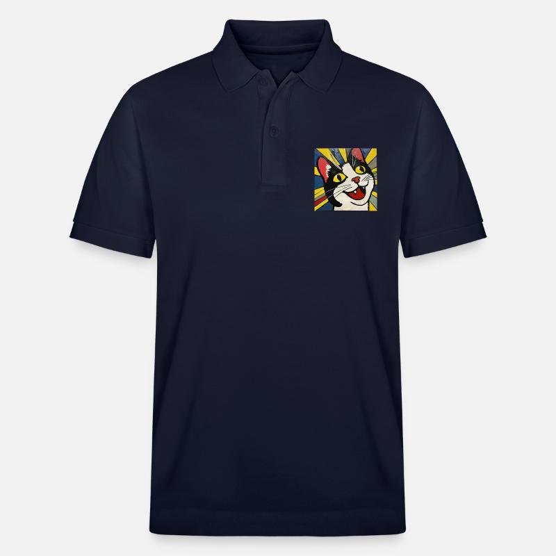 Chat, Motif De Chat - Polo PREPSTER bio Stanley/Stella Unisexe - bleu marine
