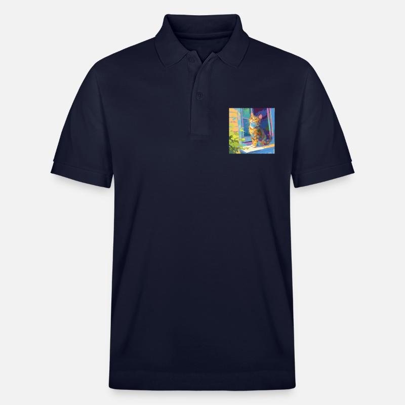 Chat, Motif De Chat - Polo PREPSTER bio Stanley/Stella Unisexe - bleu marine