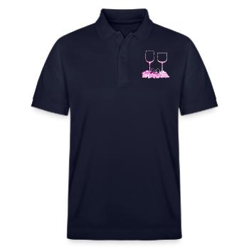 Verres à vin Feuille de vigne - Polo PREPSTER bio Stanley/Stella Unisexe - bleu marine - Devant - Roxy (174cm) & Andy (188cm)