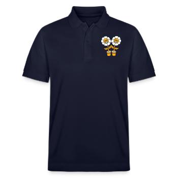 2 Evil Flowers Look Mean Grin Naughty Face - Stanley/Stella Unisex Organic Polo Shirt PREPSTER - navy - Front - Roxy (174cm) & Andy (188cm)