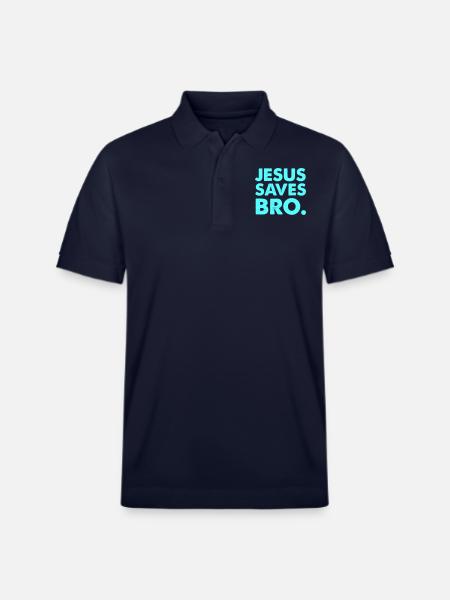 Jesus Saves Bro - Stanley/Stella Unisex Organic Polo Shirt PREPSTER - navy
