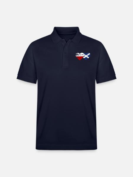 Poland Scotland Flag Heart Used - Stanley/Stella Unisex Organic Polo Shirt PREPSTER - navy