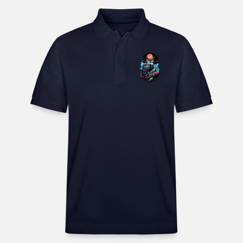 Große Eule Uhu bei Mondlicht - Stanley/Stella Unisex Bio-Poloshirt PREPSTER - Navy