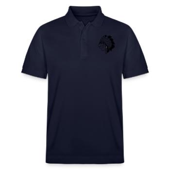 Indianerhäuptling grinst listig Cartoon einfarbig - Stanley/Stella Unisex Bio-Poloshirt PREPSTER - Navy - Vorne - Roxy (174cm) & Andy (188cm)