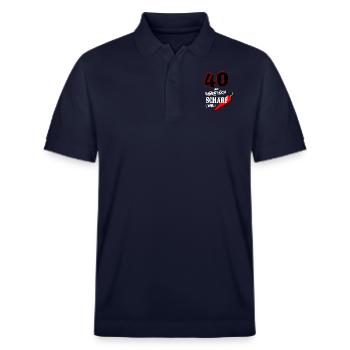Tshirt hommes cadeau d'anniversaire 40ème 40 ans - Polo PREPSTER bio Stanley/Stella Unisexe - bleu marine - Devant - Roxy (174cm) & Andy (188cm)