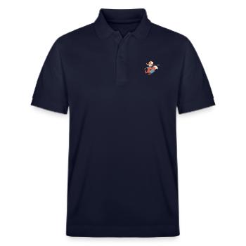 Herr Fuchs mit Angelrute - Stanley/Stella Unisex Bio-Poloshirt PREPSTER - Navy - Vorne - Roxy (174cm) & Andy (188cm)