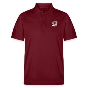 Super Baker Papas Club Dad bakes best - Stanley/Stella Unisex Organic Polo Shirt PREPSTER - burgundy - Front - Roxy (174cm) & Andy (188cm)