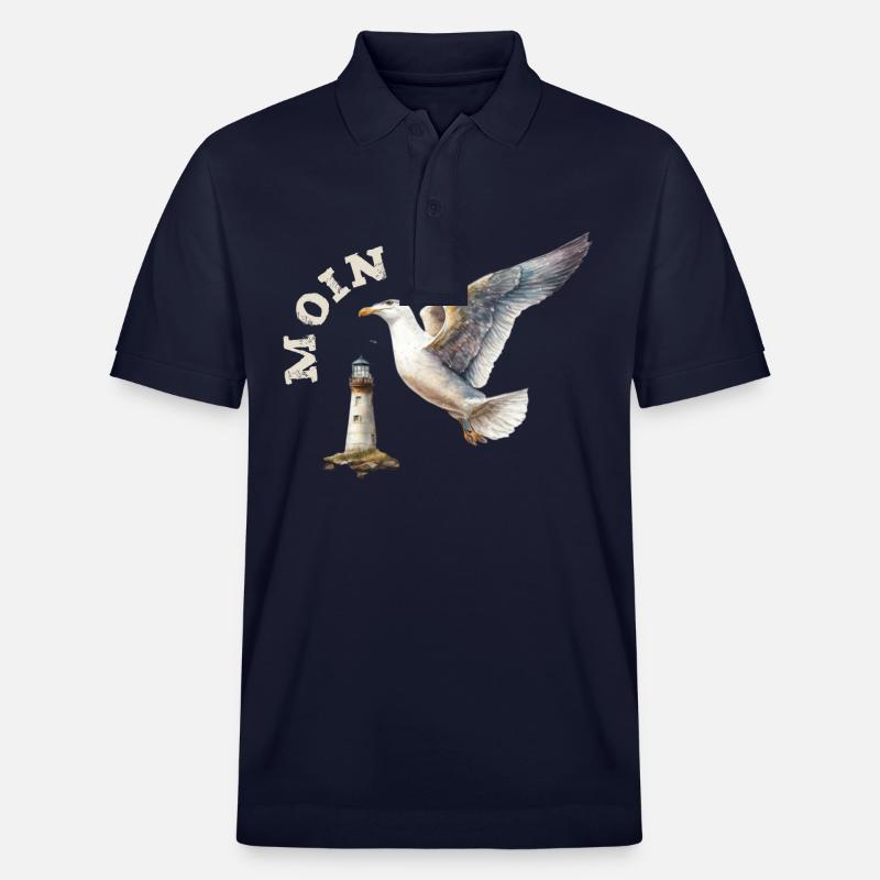 Moin Möwe maritim mit Leuchtturm - Stanley/Stella Unisex Bio-Poloshirt PREPSTER - Navy