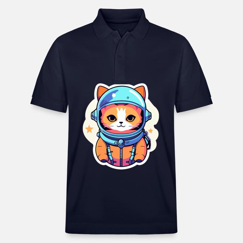Illustration d’astronaute chat - Polo PREPSTER bio Stanley/Stella Unisexe - bleu marine