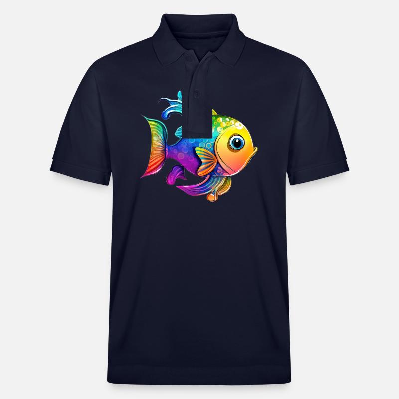 Fisch Regenbogen Zeichnung - Stanley/Stella Unisex Bio-Poloshirt PREPSTER - Navy