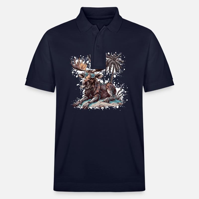 Elch Insel Palme - Stanley/Stella Unisex Bio-Poloshirt PREPSTER - Navy