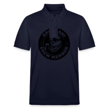 Sloth Après Ski Team Saying - Stanley/Stella Unisex Organic Polo Shirt PREPSTER - navy - Front - Roxy (174cm) & Andy (188cm)