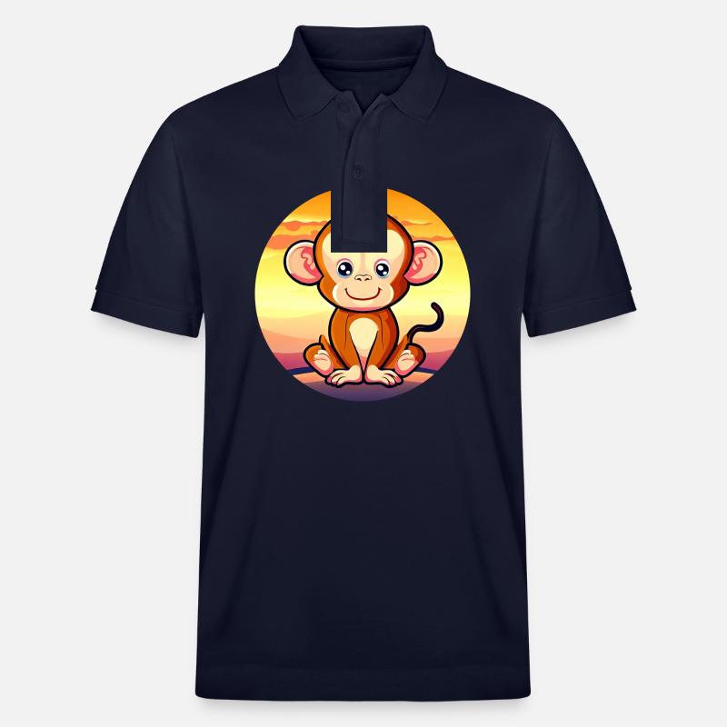 Mignon Singe Chimpanzé Sunset Design - Polo PREPSTER bio Stanley/Stella Unisexe - bleu marine