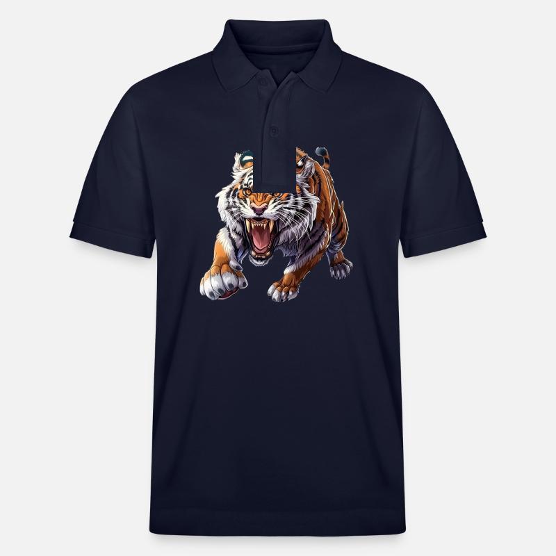 Fier tigre en mode attaque - Polo PREPSTER bio Stanley/Stella Unisexe - bleu marine