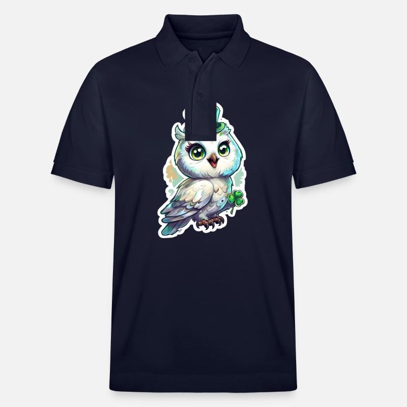 St. Patrick's Day Vogel Eule Geschenk - Stanley/Stella Unisex Bio-Poloshirt PREPSTER - Navy
