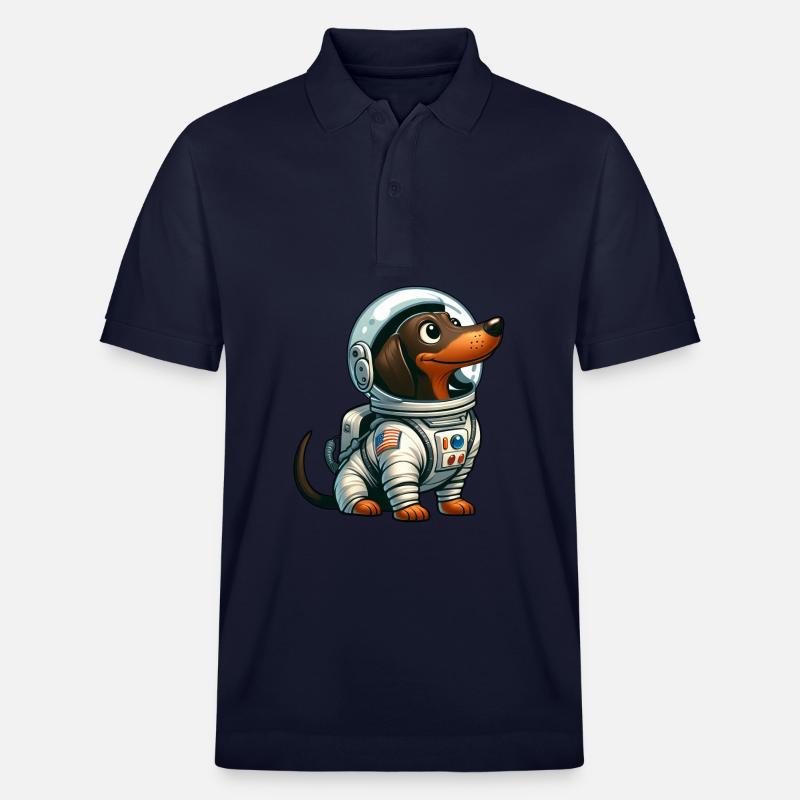 Teckel astronaute dans l’aventure spatiale - Polo PREPSTER bio Stanley/Stella Unisexe - bleu marine