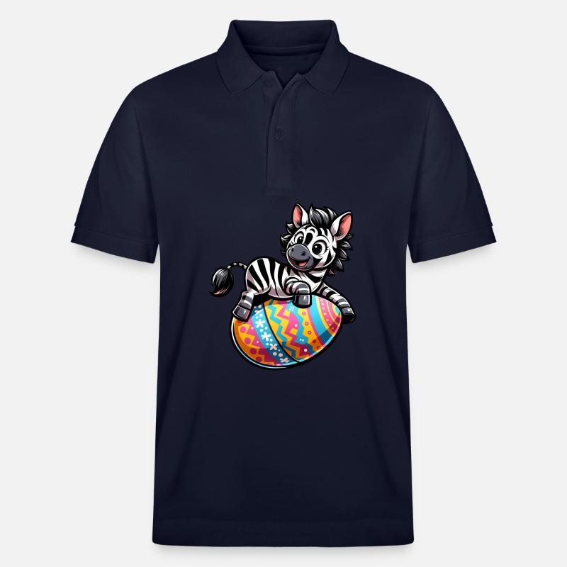 Ostern Zebra Osterei Comic - Stanley/Stella Unisex Bio-Poloshirt PREPSTER - Navy