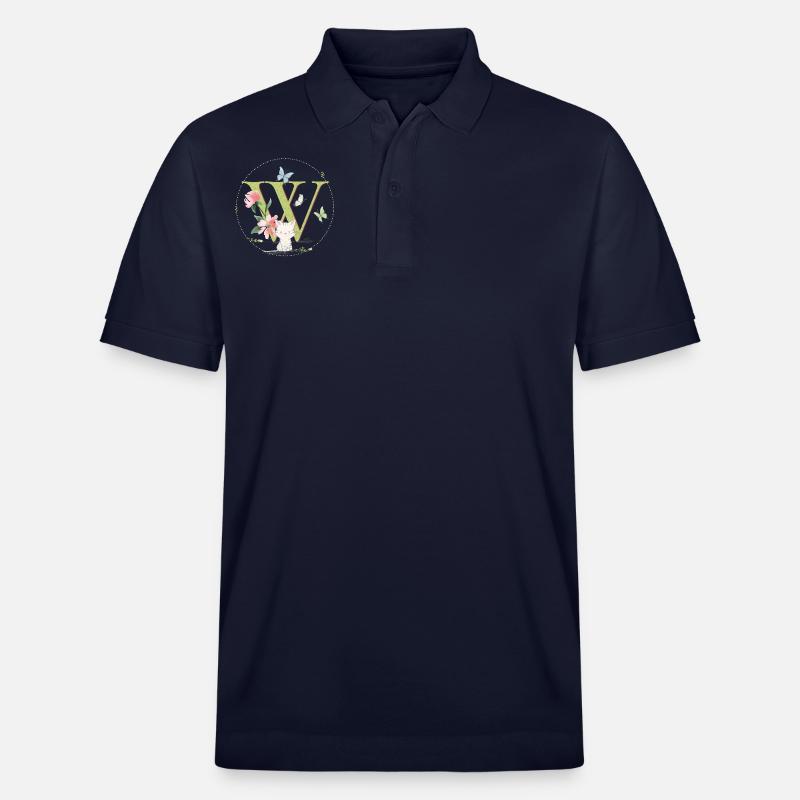Lettre initiale W avec chat - Polo PREPSTER bio Stanley/Stella Unisexe - bleu marine