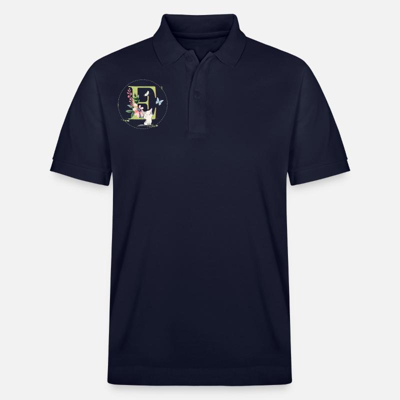 Première lettre E avec chat - Polo PREPSTER bio Stanley/Stella Unisexe - bleu marine