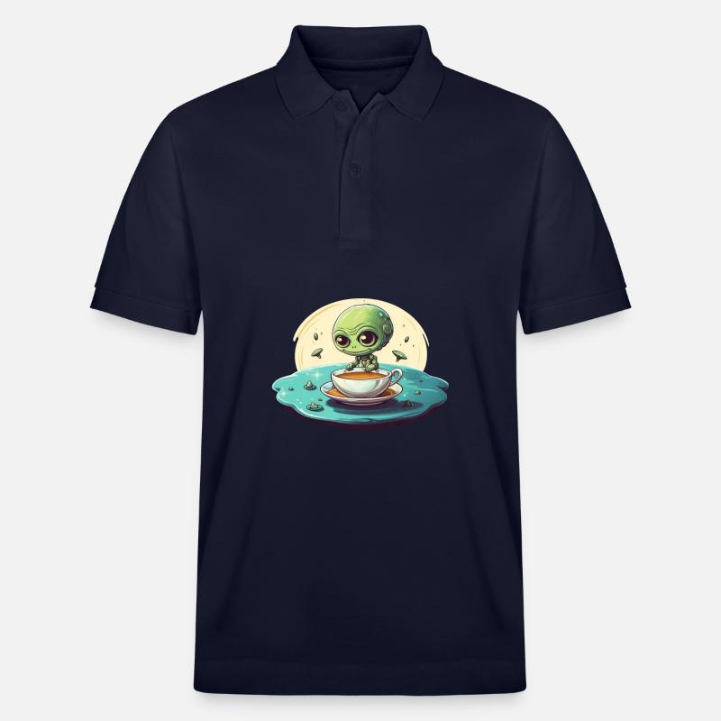 grünes alien kaffee kaffeetrinker - Stanley/Stella Unisex Bio-Poloshirt PREPSTER - Navy