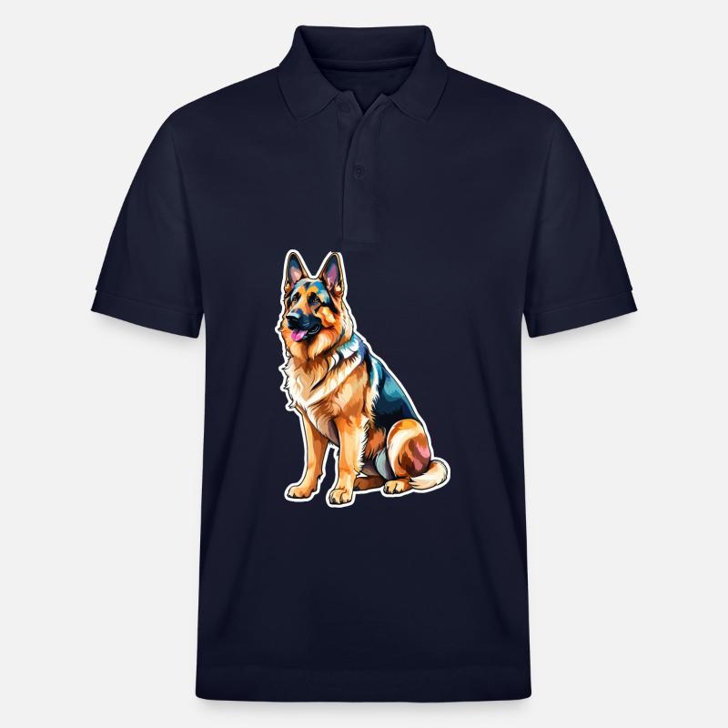 Deutscher Schäferhund Wasserfarben - Stanley/Stella Unisex Bio-Poloshirt PREPSTER - Navy