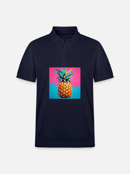 Ananas POP ART - Polo PREPSTER bio Stanley/Stella Unisexe - bleu marine