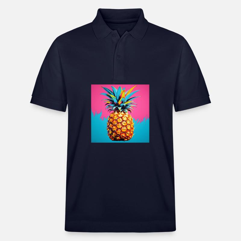 Ananas POP ART - Polo PREPSTER bio Stanley/Stella Unisexe - bleu marine