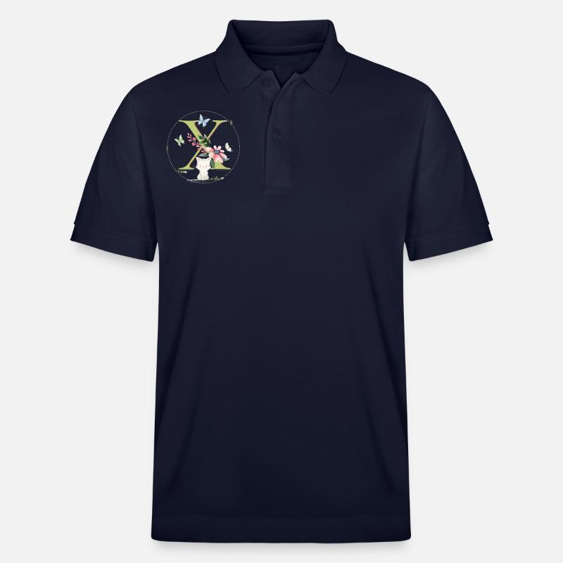 Lettre initiale X avec chat - Polo PREPSTER bio Stanley/Stella Unisexe - bleu marine