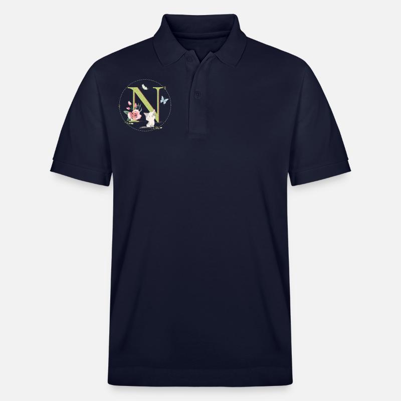 Lettre initiale N avec chat - Polo PREPSTER bio Stanley/Stella Unisexe - bleu marine