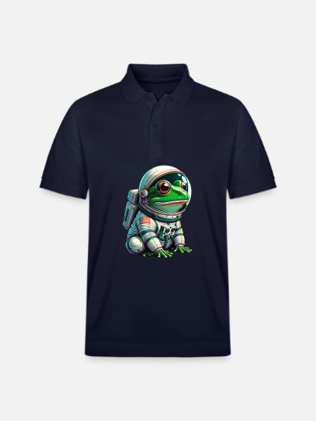Frog astronaut in space - Stanley/Stella Unisex Organic Polo Shirt PREPSTER - navy