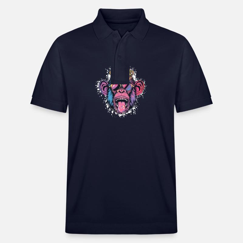 Affe Comic Lustig Party - Stanley/Stella Unisex Bio-Poloshirt PREPSTER - Navy
