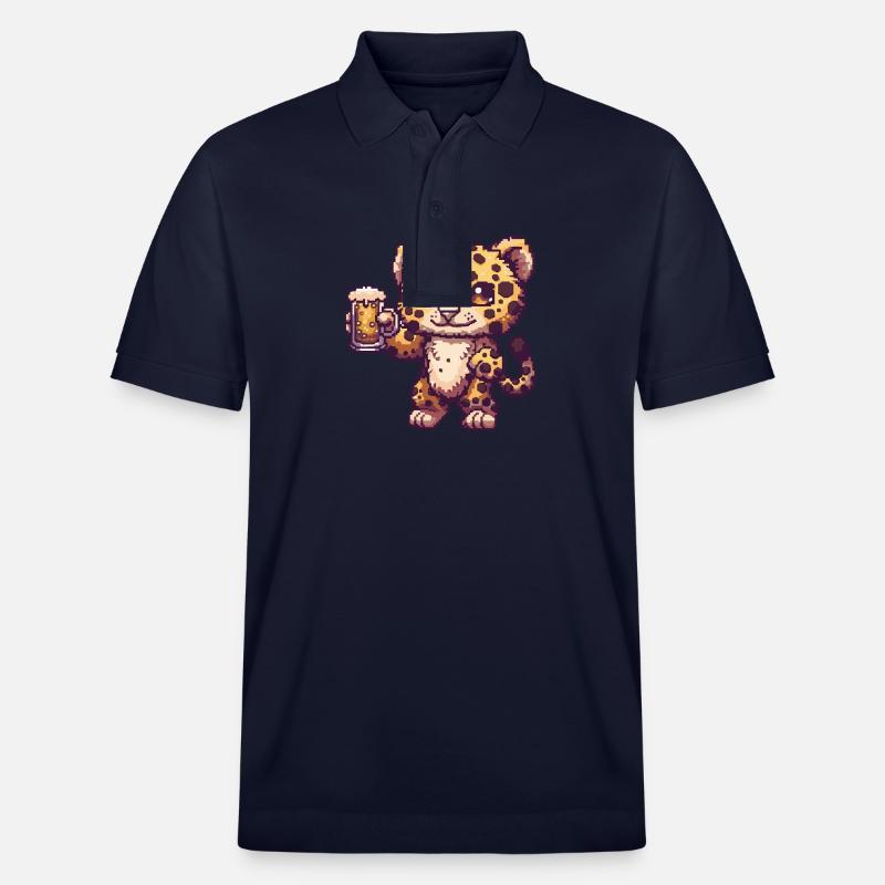 Léopard bière pixel - Polo PREPSTER bio Stanley/Stella Unisexe - bleu marine