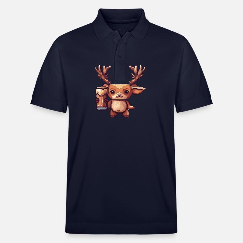 Cerf Bière Pixel - Polo PREPSTER bio Stanley/Stella Unisexe - bleu marine