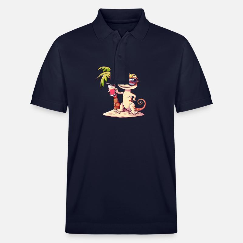 Lizard Summer Beach Comic - Stanley/Stella Unisex Organic Polo Shirt PREPSTER - navy