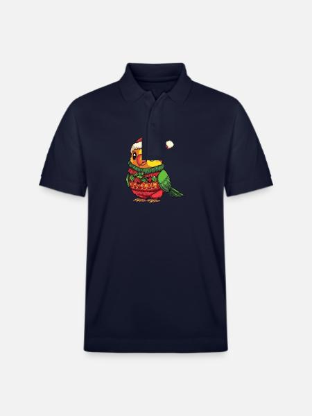 Parrot Christmas Comic - Stanley/Stella Unisex Organic Polo Shirt PREPSTER - navy